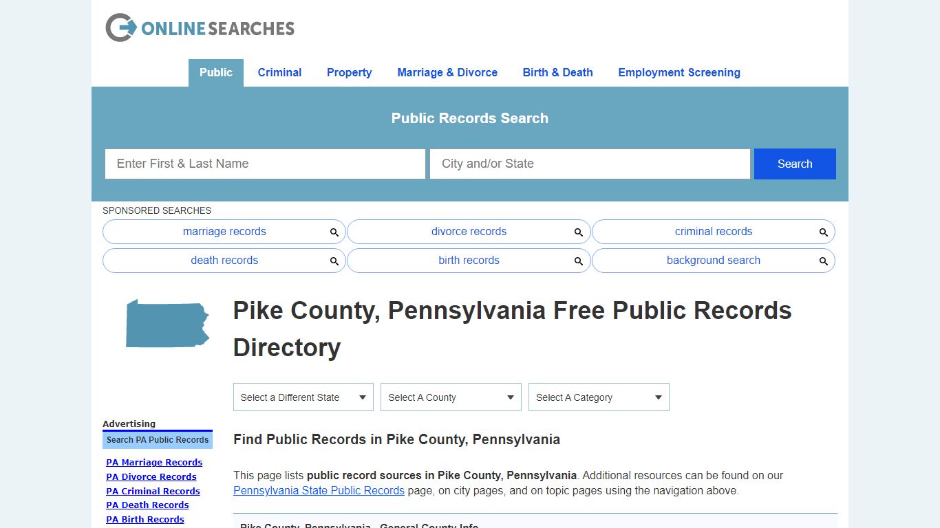 Pike County, Pennsylvania Public Records Directory