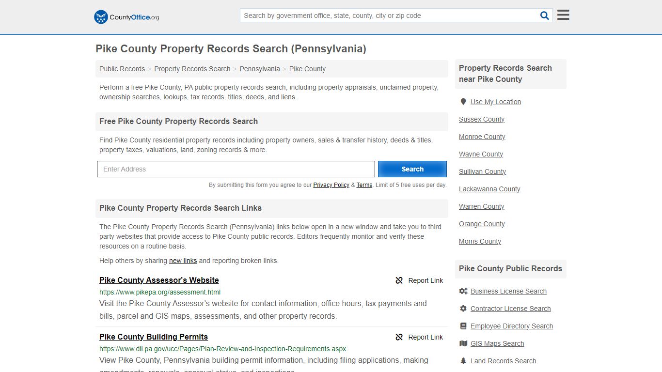 Pike County Property Records Search (Pennsylvania) - County Office